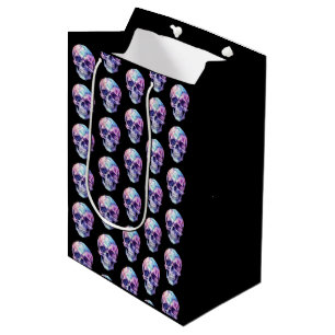 Lila Pink Blue Skull Black Halloween Mittlere Geschenktüte