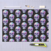 Lila Pink Blue Skull Black Halloween Seidenpapier (Handwerk)