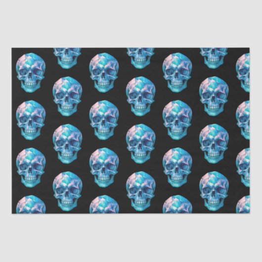 Lila Pink Blue Skull Black Halloween Seidenpapier (Vorderseite)