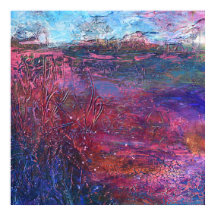Lila Pink Blue Textured Abstrakt Painting