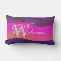 Lila Pink Blue Watercolor Chic Outdoor "Welcome"
