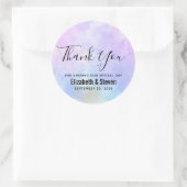 Lila Pink Blue Watercolor Wedding Danke Runder Aufkleber (Tasche)