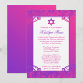 Lila Pink Blüh Bat Mitzvah Einladungen (Vorne/Hinten)