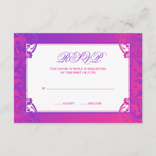 Lila Pink Blühte Bat Mitzvah UAWG RSVP Karte