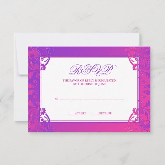 Lila Pink Blühte Bat Mitzvah UAWG RSVP Karte (Vorderseite)