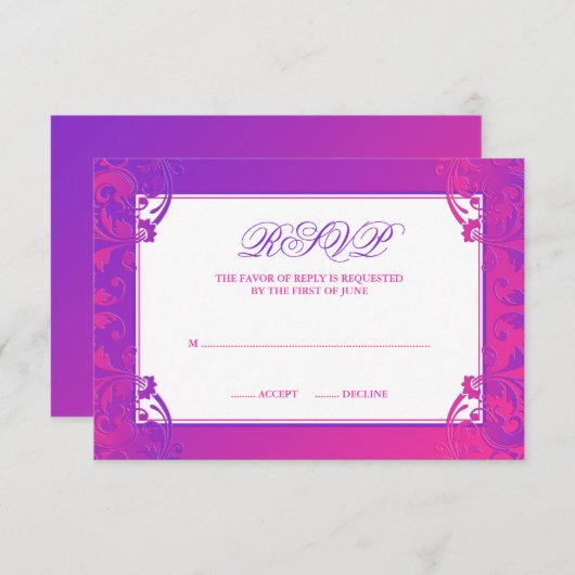 Lila Pink Blühte Bat Mitzvah UAWG RSVP Karte (Vorne/Hinten)