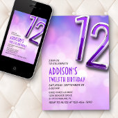 Lila Pink Bokeh 12. Geburtstag Einladung