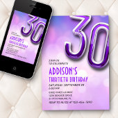 Lila Pink Bokeh 30. Geburtstag Einladung