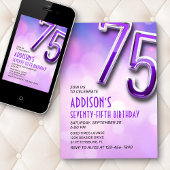 Lila Pink Bokeh 75. Geburtstag Einladung