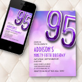 Lila Pink Bokeh 95. Geburtstag Einladung