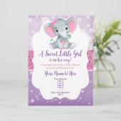 Lila Pink Bokeh Elephant Einladung Glitzer (Stehend Vorderseite)