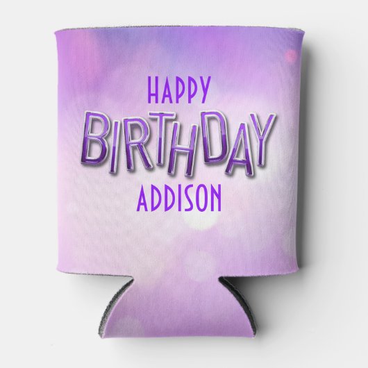 Lila Pink Bokeh Geburtstag Dosenkühler (Vorderseite)
