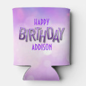 Lila Pink Bokeh Geburtstag Dosenkühler (Rückseite)