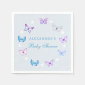 Lila Pink Butterfly Dusty Blue Baby Dusche Serviette (Vorderseite)