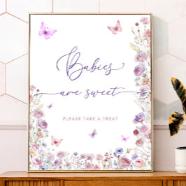 Lila Pink Butterfly Wildblume Babies sind süß Poster