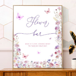 Lila Pink Butterfly Wildblumen Blume Bar Poster