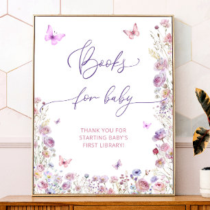 Lila Pink Butterfly Wildblumen Bücher für Baby Poster