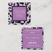 Lila Pink Cheetah Leopard Druckstellen Vielen Dank Quadratische Visitenkarte (Vorne/Hinten)