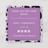 Lila Pink Cheetah Leopard Druckstellen Vielen Dank Quadratische Visitenkarte (Rückseite)