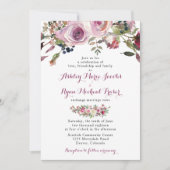 Lila Pink Chic Rose Blumenzwiebeleinladung Einladung (Vorderseite)