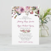 Lila Pink Chic Rose Blumenzwiebeleinladung Einladung (Stehend Vorderseite)