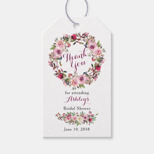 Lila Pink Chic Rose Brautparty Vielen Dank Geschenkanhänger (Vorderseite)