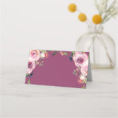 Lila Pink Chic Watercolor Rose Blumenzehen Platzkarte (Rückseite)