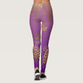 Lila Pink Chrysanthemum Ombre Fade Leggings (Rückseite)