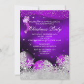 Lila Pink Crystal Snowflake Weihnachts-Party Einladung (Vorderseite)