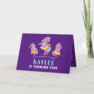 Lila Pink Dancing Unicorn Kinder Foto Geburtstag Einladung