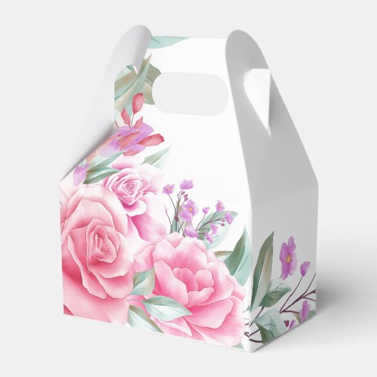 Lila Pink Dinosaur Butterfly Girl Babydusche Geschenkschachtel (Rückseite)