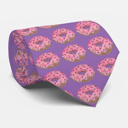 Lila Pink Donut Doughnut Donuts Sprinkles Krawatte (Gerollt)