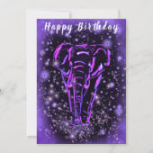 Lila Pink Elephant Happy Birthday Card (Vorderseite)