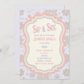 Lila Pink Floral Baby Duschsippe und sehen Einladung (Vorne/Hinten)