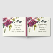 Lila Pink Floral Watercolor Bibel Verse Hochzeit Gästebuch (Voll)