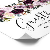 Lila Pink Floral Wedding Gästebuchzeichen Poster (Ecke)