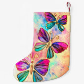 Lila Pink Flying Butterfets Weihnachten Strumpf Kleiner Weihnachtsstrumpf (Rückseite)