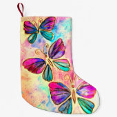 Lila Pink Flying Butterfets Weihnachten Strumpf Kleiner Weihnachtsstrumpf (Vorderseite)