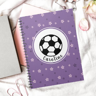Lila Pink Football Soccer Girl Name Personalisiert Notizblock