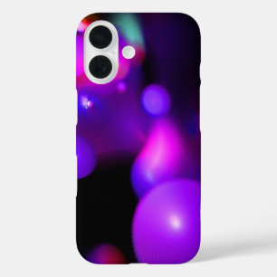 LILA PINK FUCHSIA FRAKTAL BUBBLES IN SCHWARZ iPhone 16 HÜLLE