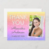 Lila Pink Glitzer Abschluss Vielen Dank Postkarte (Vorne/Hinten)