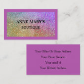 Lila Pink Glitzer Frisör Salon Wellness-Center Bou Visitenkarte (Vorne/Hinten)