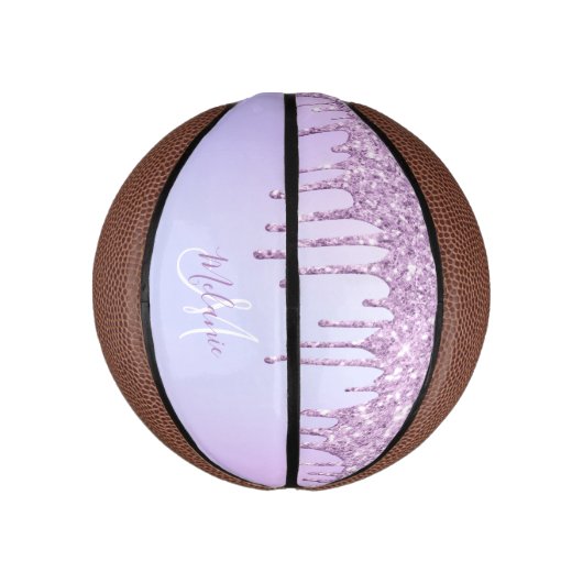 Lila Pink Glitzer Glitzern personalisiert Giro m Mini Basketball (Vertikal)
