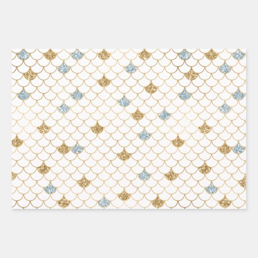 Lila Pink Gold Aqua Glitzer Meerjungfrau Sparkasse Geschenkpapier Set (Vorderseite 3)