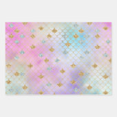Lila Pink Gold Aqua Glitzer Meerjungfrau Sparkasse Geschenkpapier Set (Vorderseite)