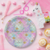 Lila Pink Gold Aqua Glitzer Meerjungfrau Sparkasse Pappteller (Party)