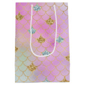 Lila Pink Gold Aqua Glitzer Mermaid Sparkone Mittlere Geschenktüte (Rückseite)