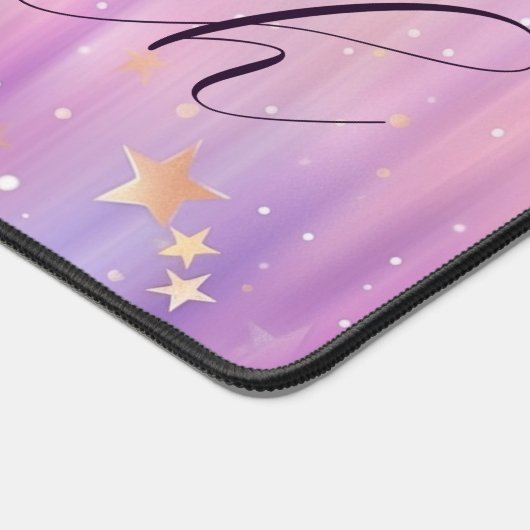 Lila Pink-Gold-Star-Shimmer-Script Personalisiert Schreibtischunterlage (Ecke)