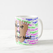 Lila Pink Green Script Wiggle Your Zehen on White Kaffeetasse (VorderseiteRechts)