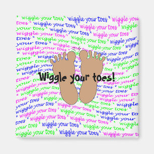 Lila Pink Green Script Wiggle Your Zehen on White Magnet
